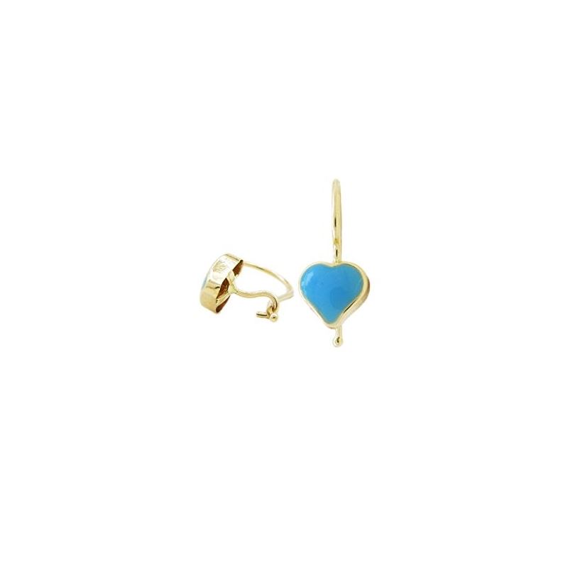 14K Yellow gold Simple heart hoop earrin 69994 1