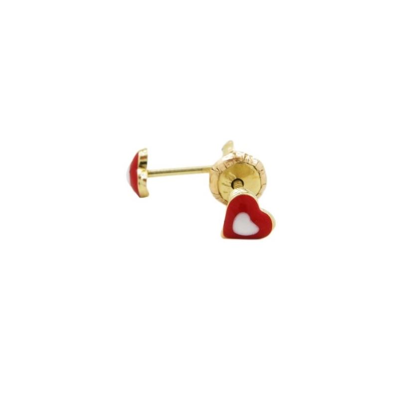 14K Yellow gold Simple heart stud earrin 70024 1