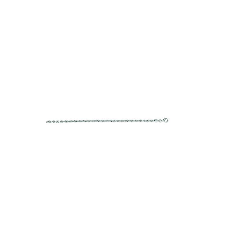 14K White Gold Solid Diamond Cut Rope Ch 65923 1