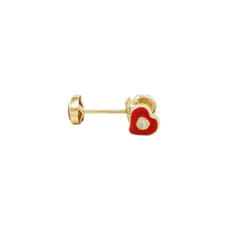 14K Yellow gold Heart cz stud earrings f 68560 1