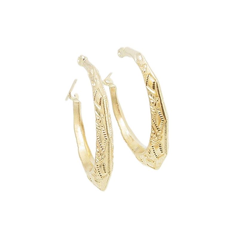10k Yellow Gold earrings Fancy puff bamb 60570 1
