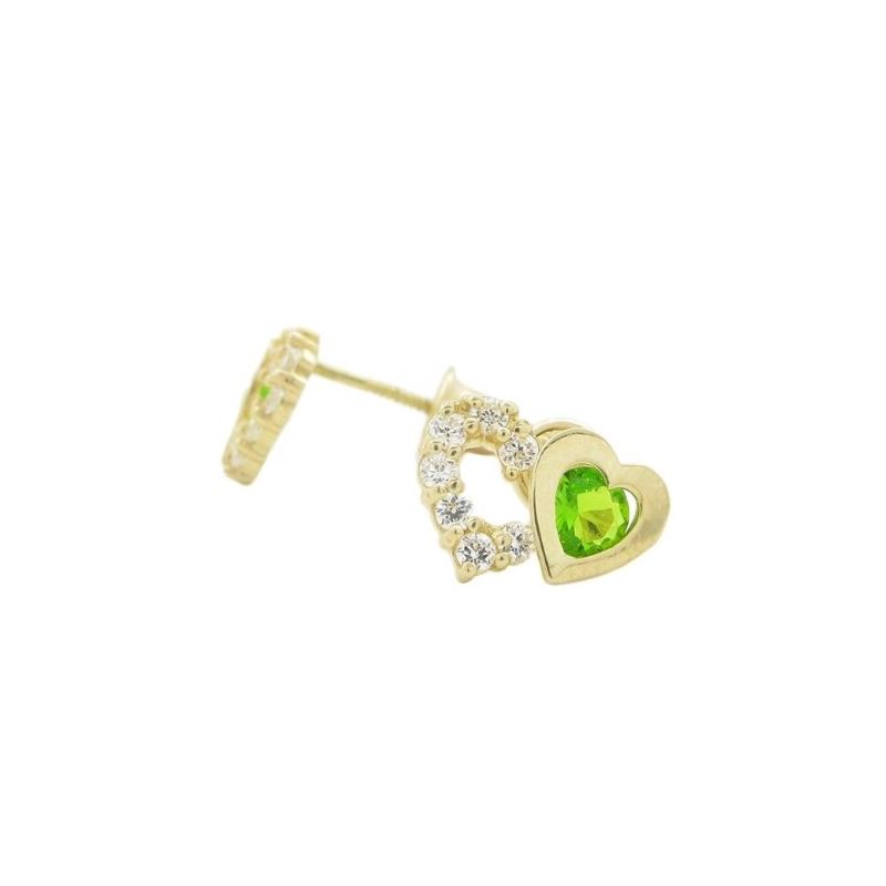 14K Yellow gold Dual heart cz stud earri 67553 1