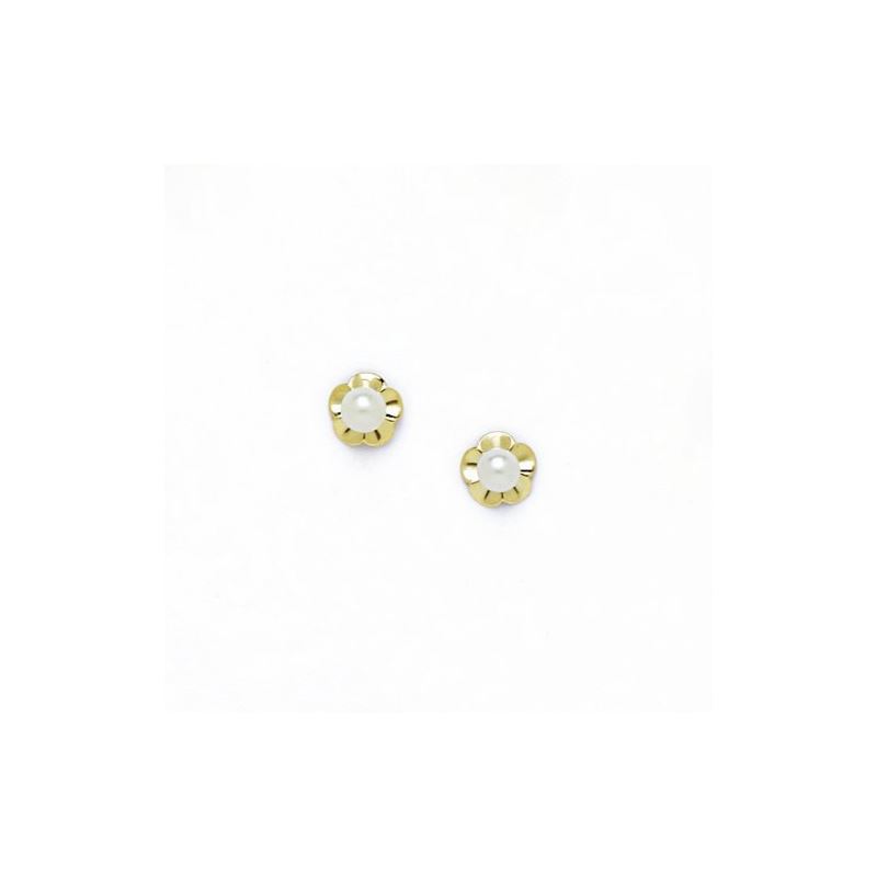 14K Yellow Gold genuine pearl and cz ear 68396 1