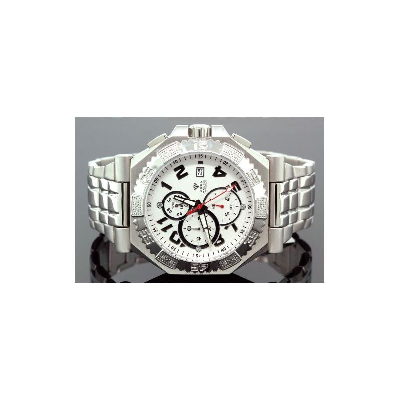 Mens Swiss Made Sports Diamond Watch 0.12Ctw