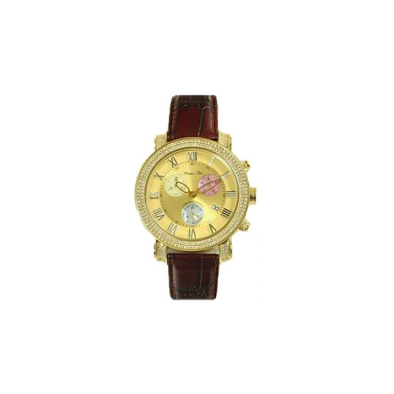 Burgundy Leather Band Gold 53587 1