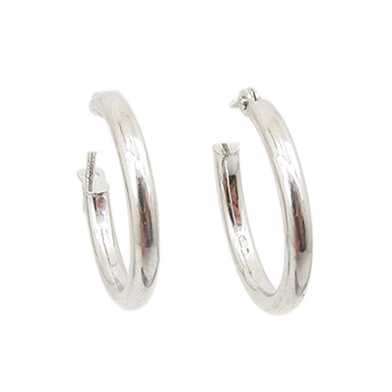 10k White Gold earrings Plain hoop 2 AGB 59786 1