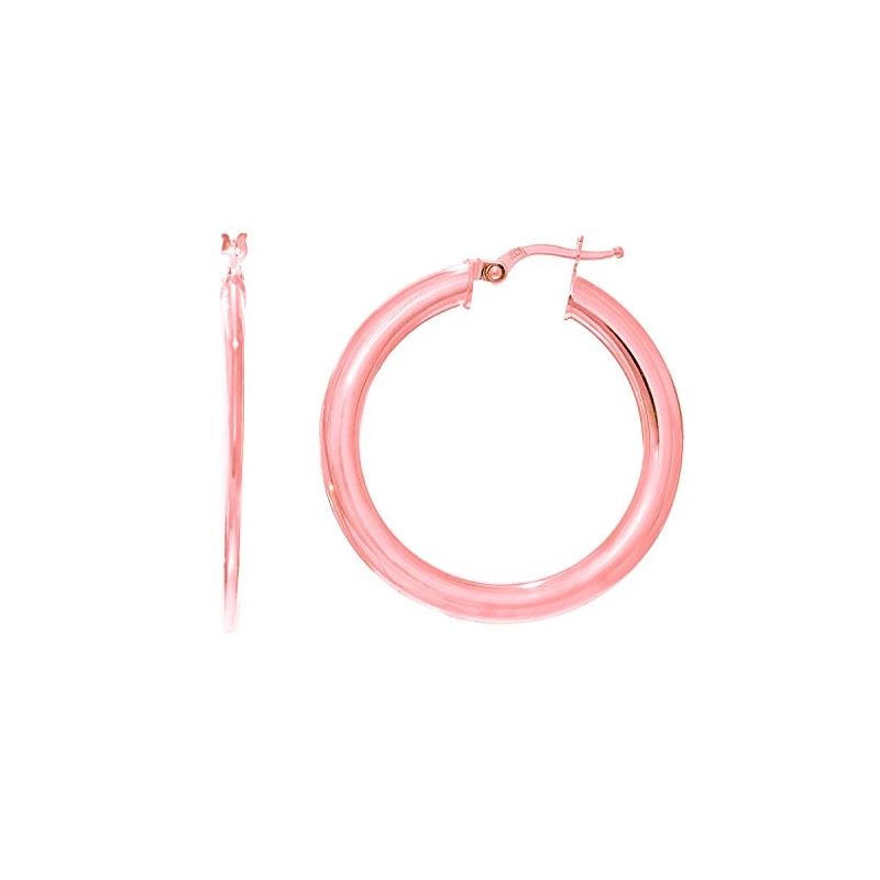 14K Pink Gold Ladies Hoop Earrings PER29 64466 1