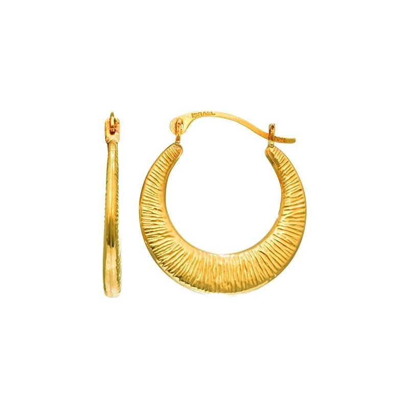 14K Yellow Gold Ladies Fancy Lt.Hoop Ear 69124 1