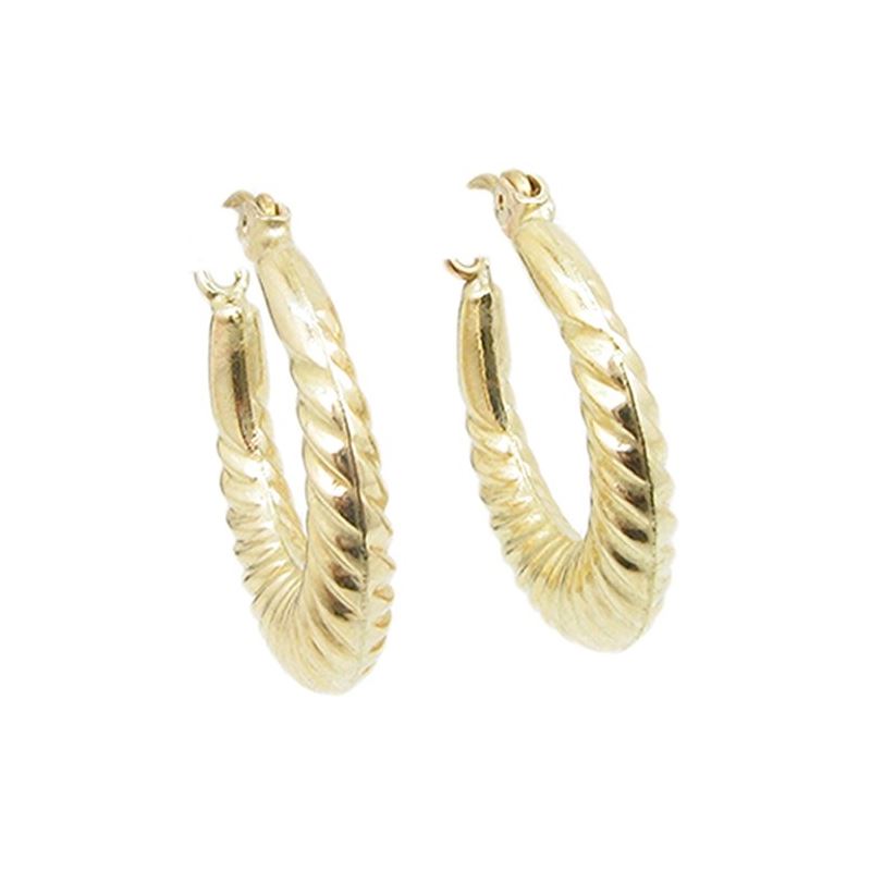 10k Yellow Gold earrings Fancy puff bamb 60666 1