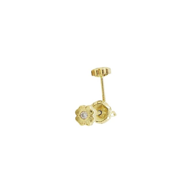 14K Yellow gold Flower cz stud earrings  68014 1