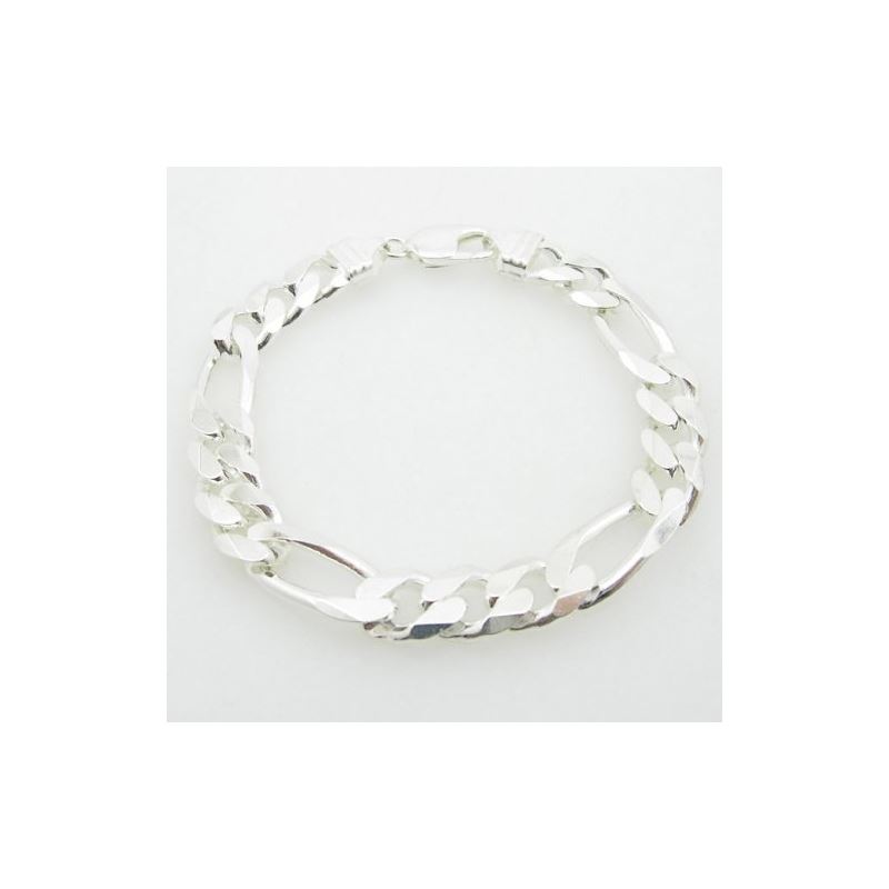 Mens 925 Sterling Silver figaro bracelet 78479 1
