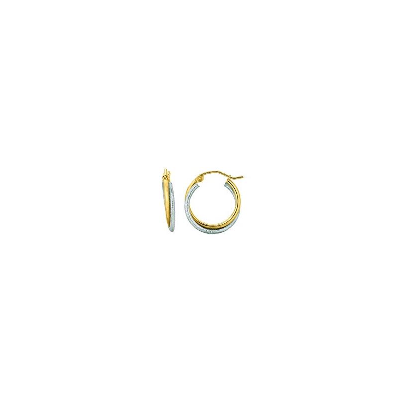 14K Yellow White Gold Ladies Hoop Earrin 70836 1