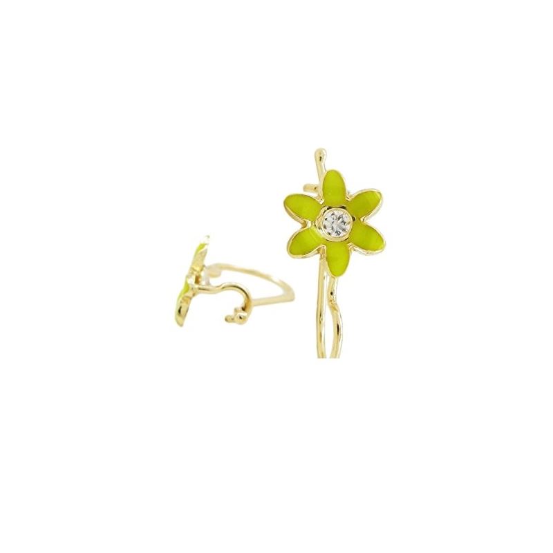 14K Yellow gold Flower cz hoop earrings  67939 1
