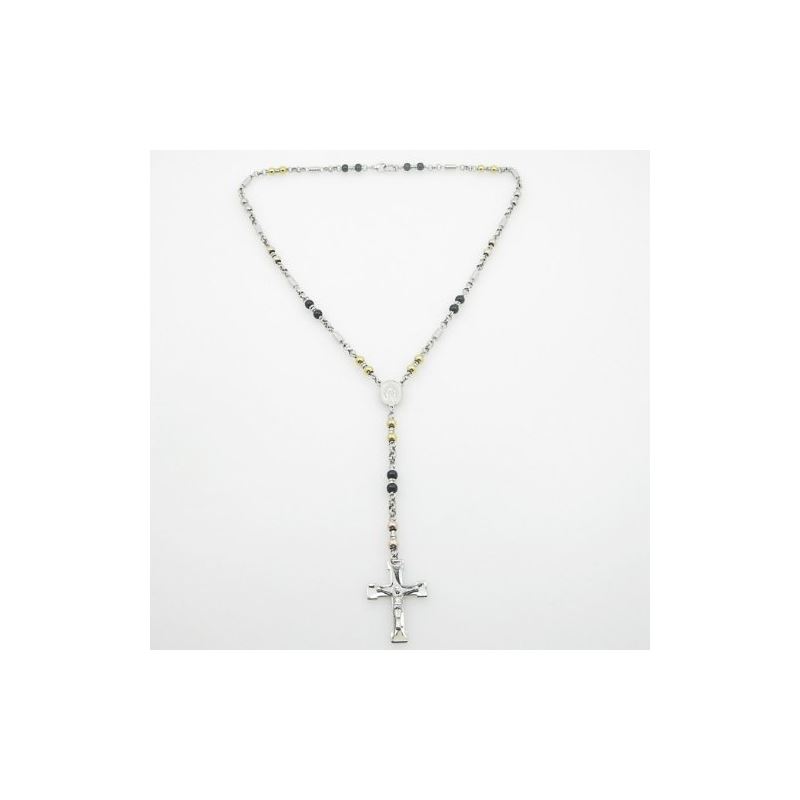 Stainless Steel Rosary Necklace with Cro 80184 1