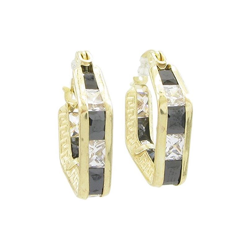 Womens 10k Yellow gold Black white cz sq 83522 1