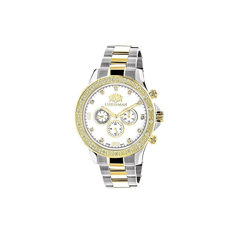 Luxurman Mens Real Diamond Watches 18k Y 90425 1