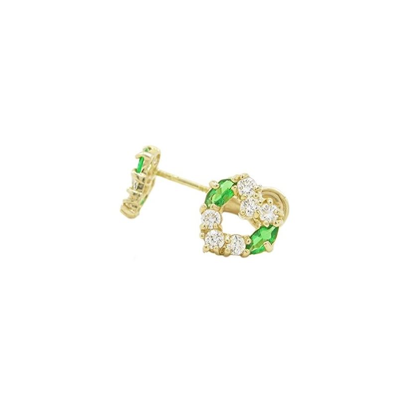 14K Yellow gold Heart fancy cz stud earr 68685 1