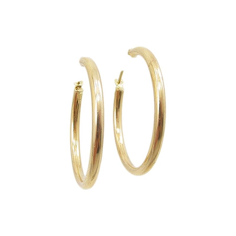 10k Yellow Gold earrings Plain hoop AGBE 60750 1