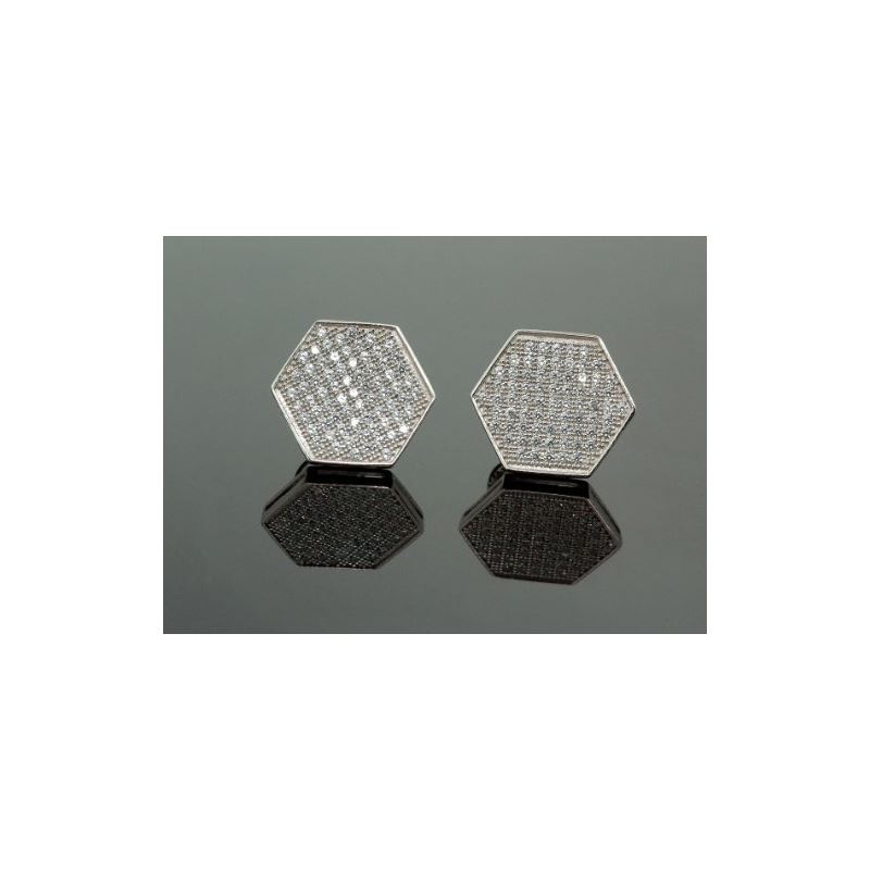 .925 Sterling Silver White Hexagon White 58626 1