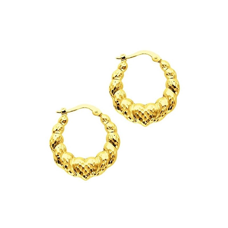 14K Yellow Gold Ladies Hoop Earrings ER9 69180 1