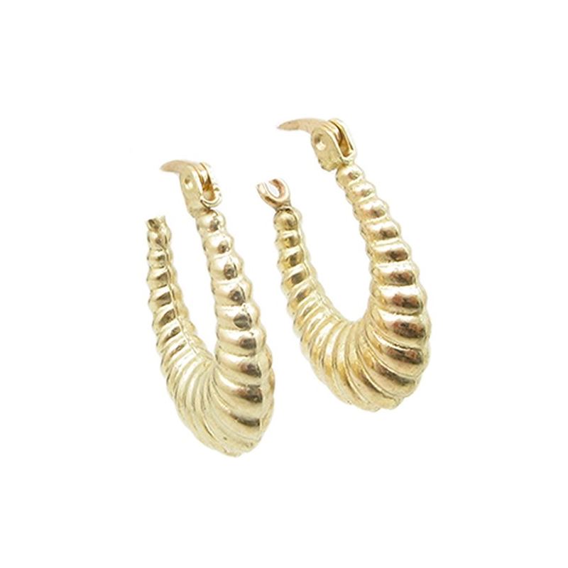 10k Yellow Gold earrings Fancy puff bamb 60678 1