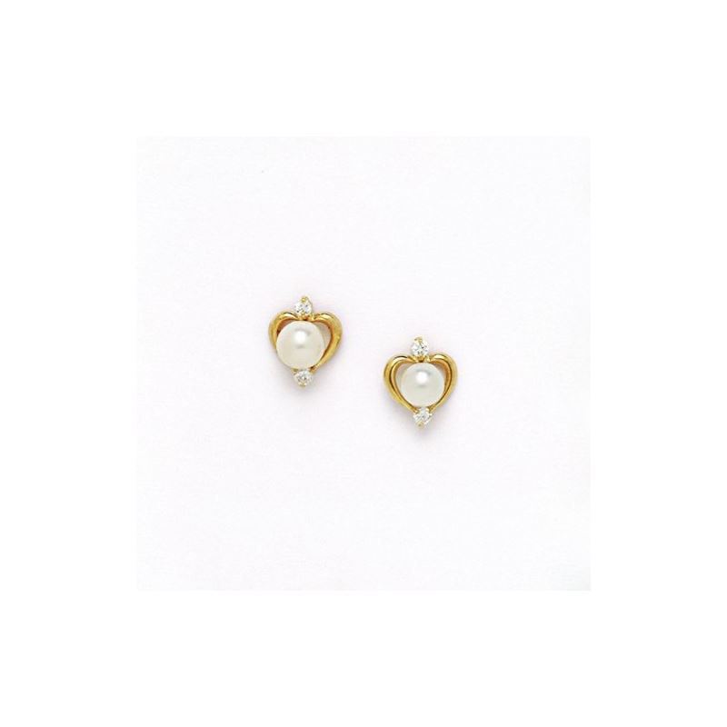 14K Yellow Gold genuine pearl and cz ear 68400 1