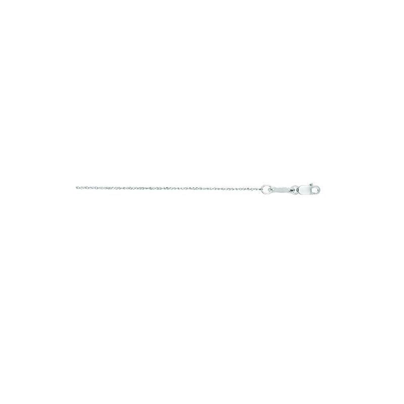 Real 10K White Gold 0.9 Mm Wide Diamond Cut Rope I