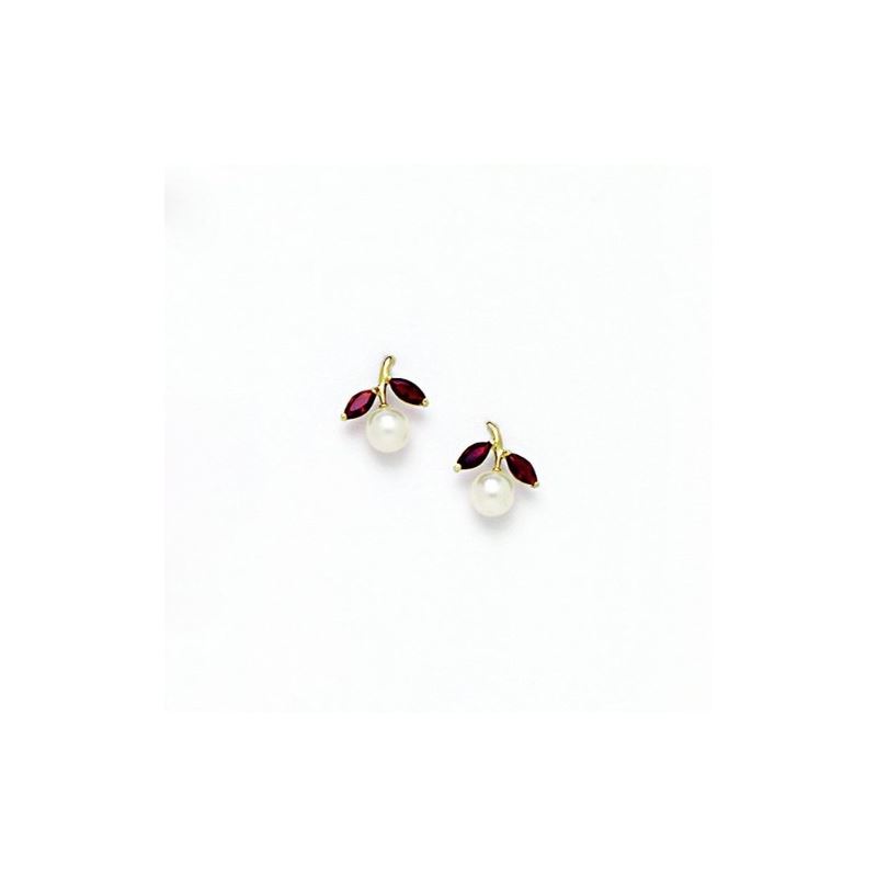 14K Yellow Gold genuine pearl and cz ear 68356 1