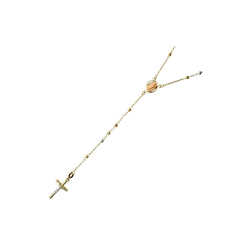 14K 3 TONE Gold HOLLOW ROSARY Chain - 28 63359 1