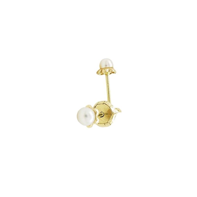 14K Yellow gold Big pearl stud earrings  67171 1