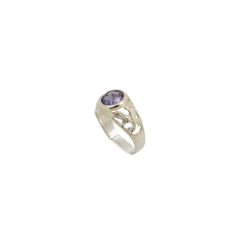 10k Yellow Gold Syntetic purple gemstone 62407 1