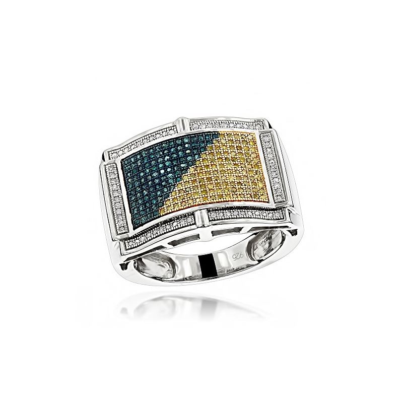 Mens Color Diamond Ring Sterling Silver  78702 1