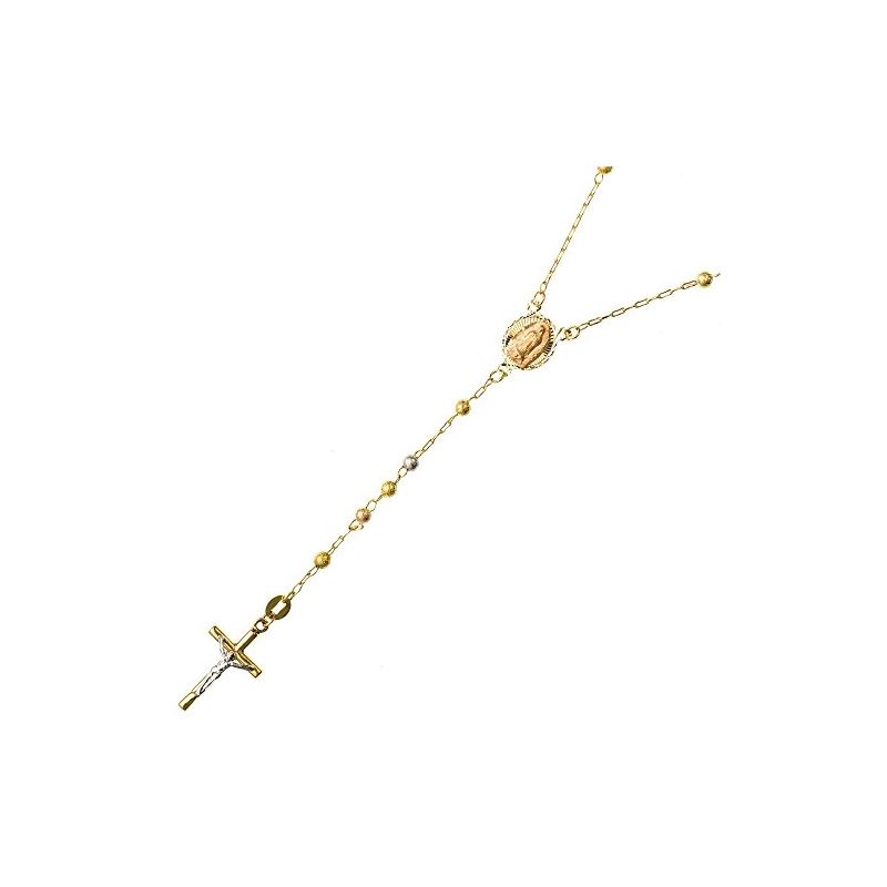 14K 3 TONE Gold HOLLOW ROSARY Chain - 30 63377 1