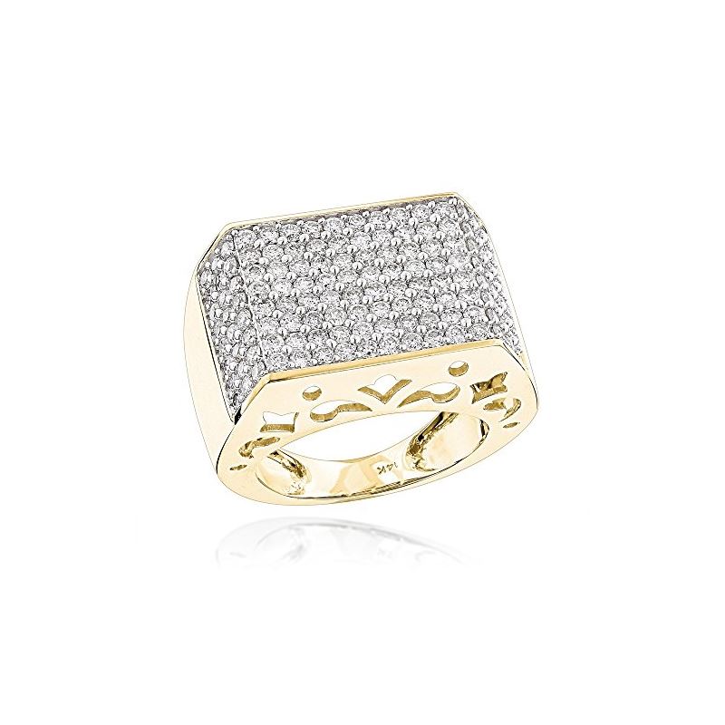 Mens Ring 14K Gold Pave Diamond Band 4Ctw (Yellow