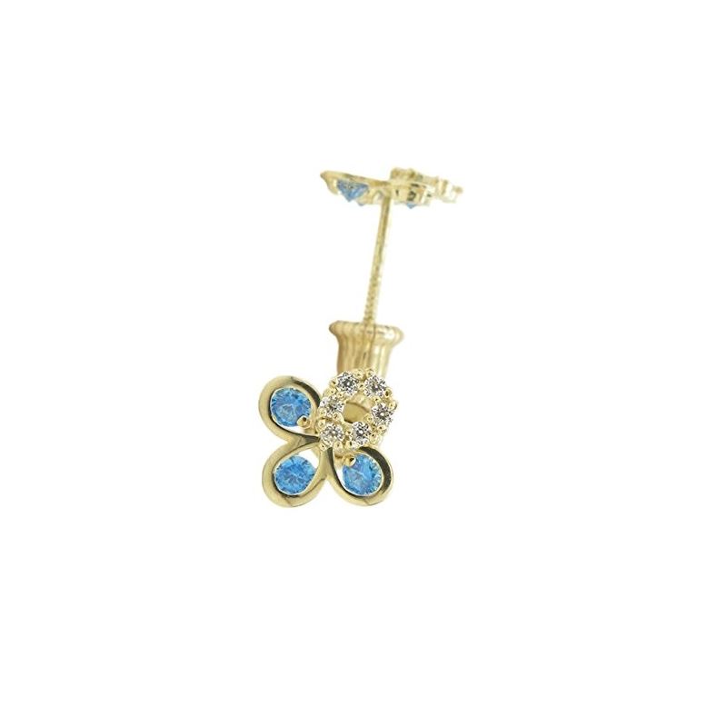 14K Yellow gold Flower cz stud earrings  68108 1