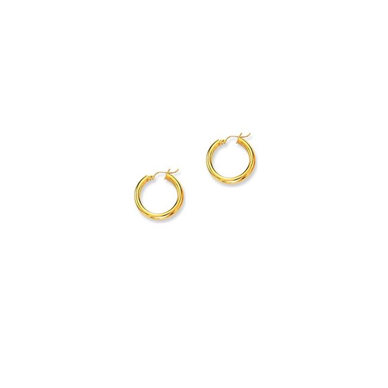 14K Yellow Gold Ladies Shiny Hoop Earrin 69244 1