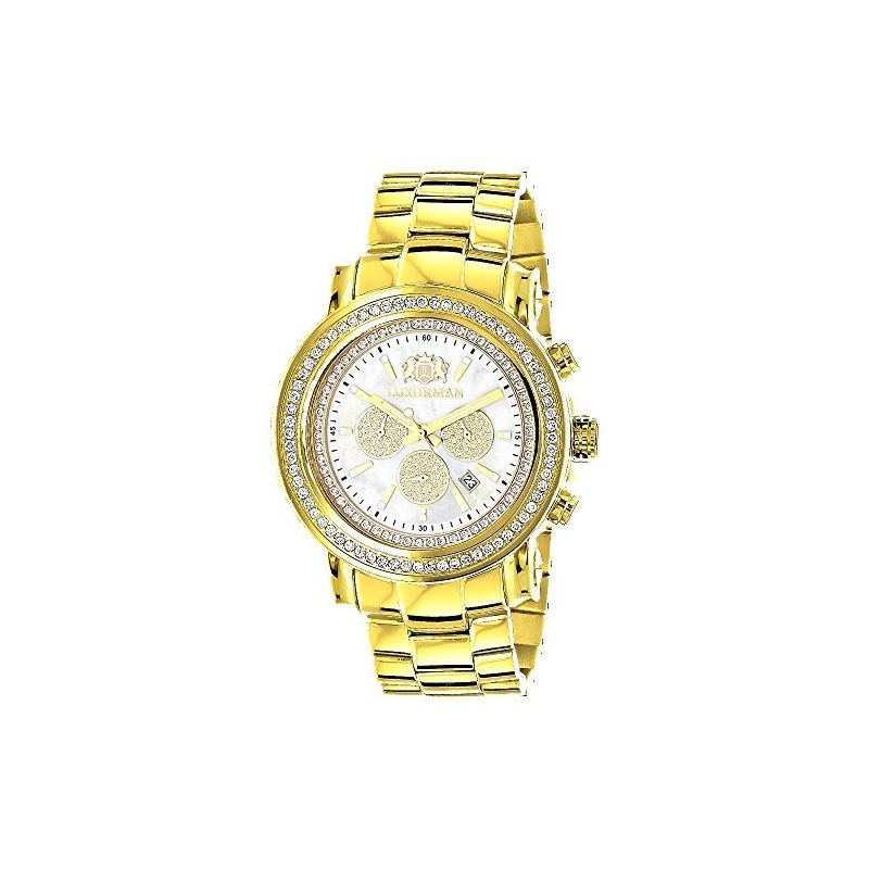 Large Diamond Bezel Watch For Men Yellow Gold Plat