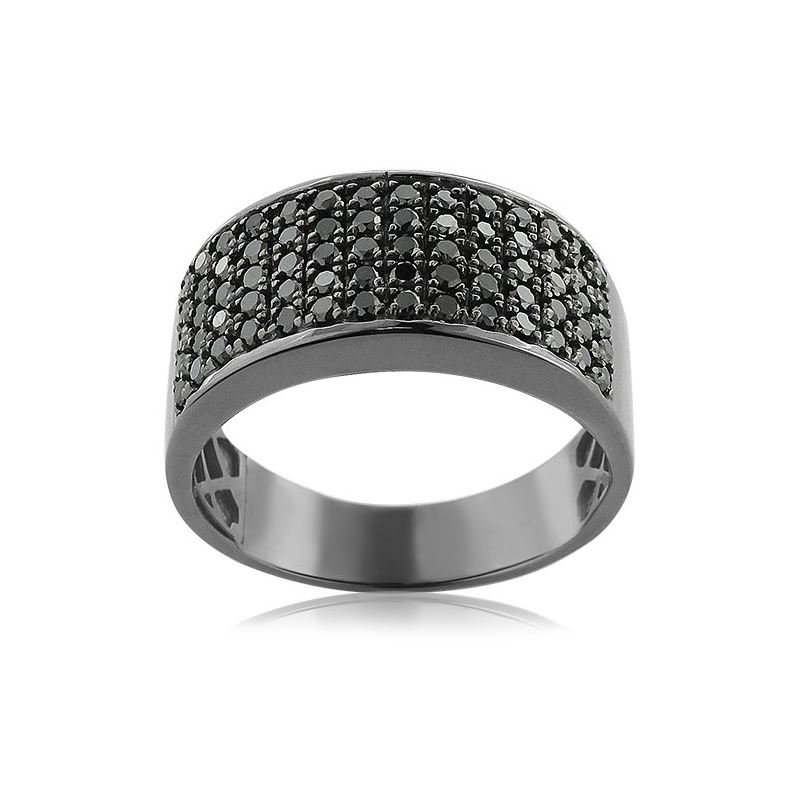 Designer Ring 10K Rhodium Plated Gold Black 1.6 Ct