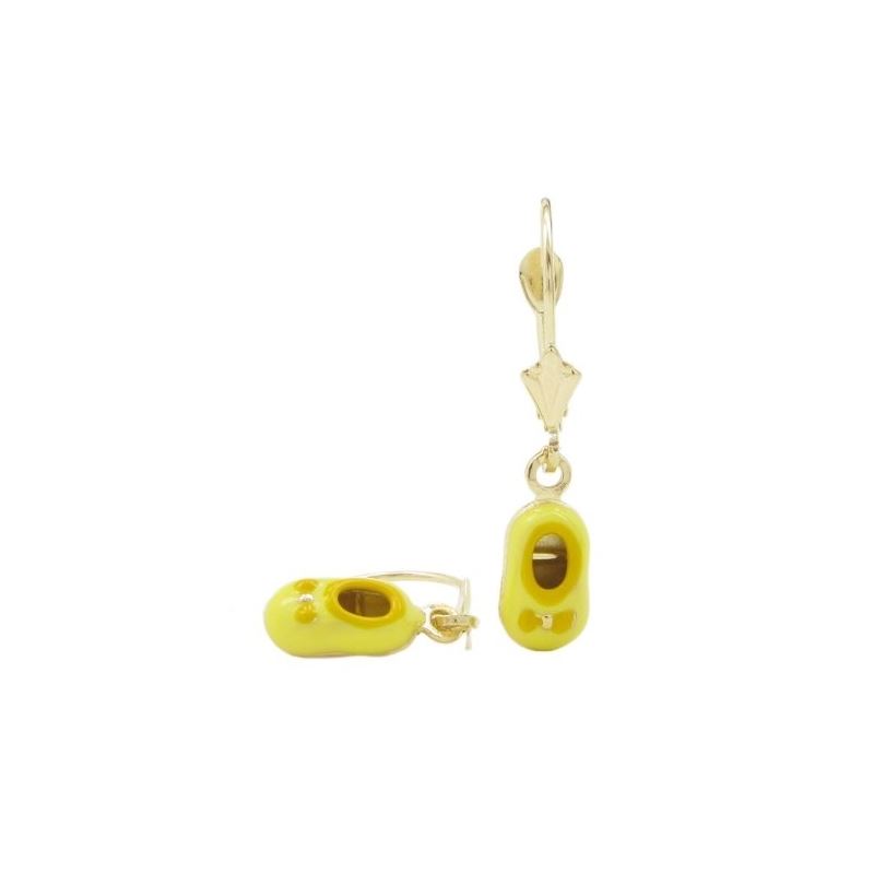 14K Yellow gold Baby shoe chandelier ear 67059 1