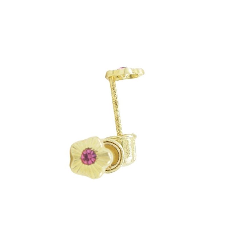 14K Yellow gold Flower cz stud earrings  68133 1