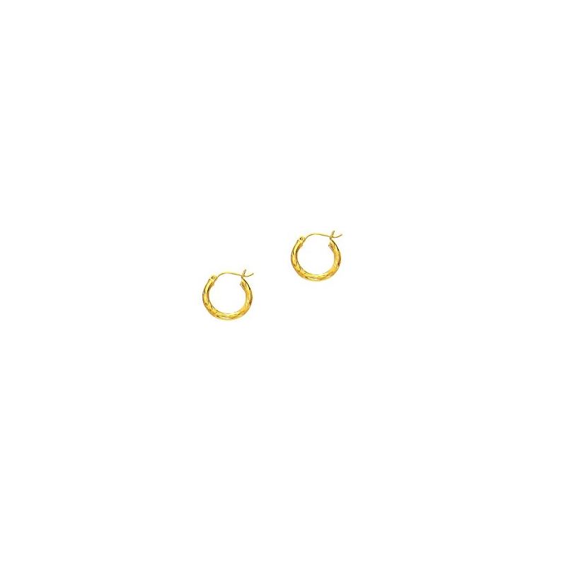 14K Yellow Gold Ladies Diamond Cut Hoop  69080 1