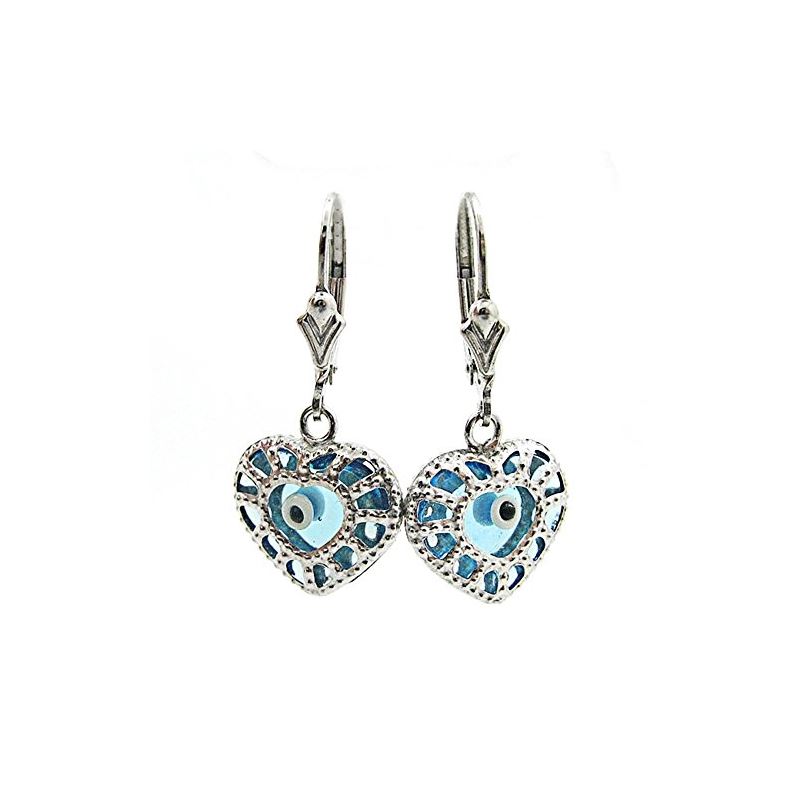 Ladies Silver evil eye dangle earrings 74970 1