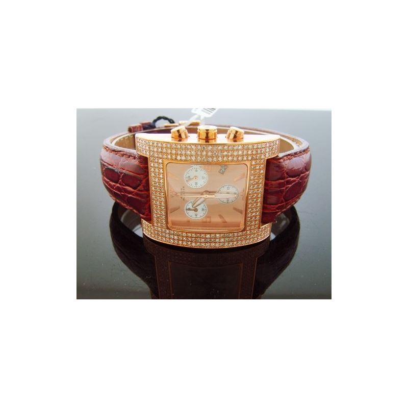 NEW Rose Gold 2.75Ct Diamonds Square Watch At Aqua