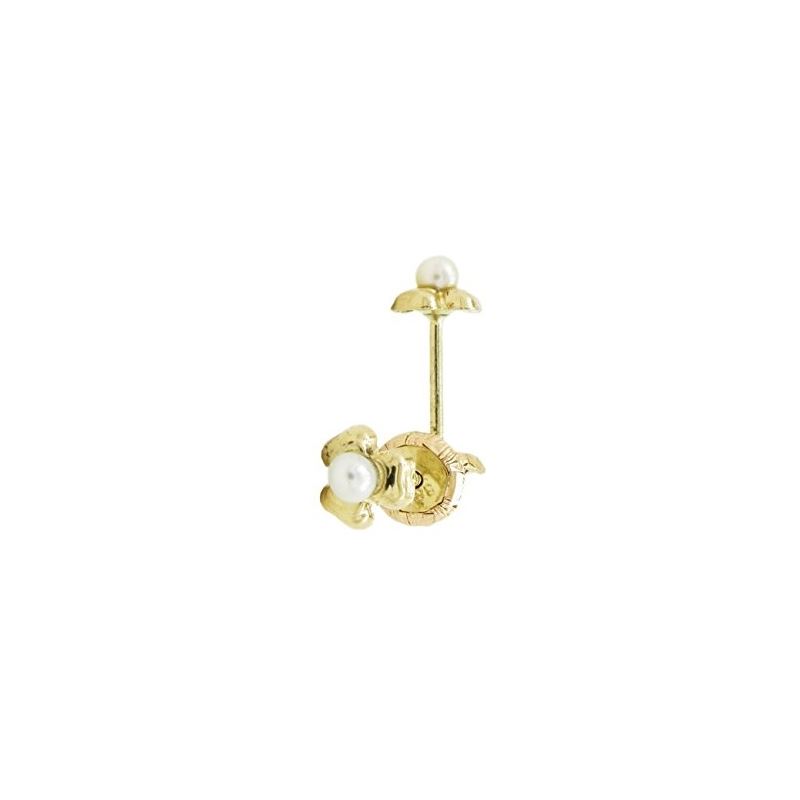 14K Yellow gold Fancy flower pearl stud  67659 1