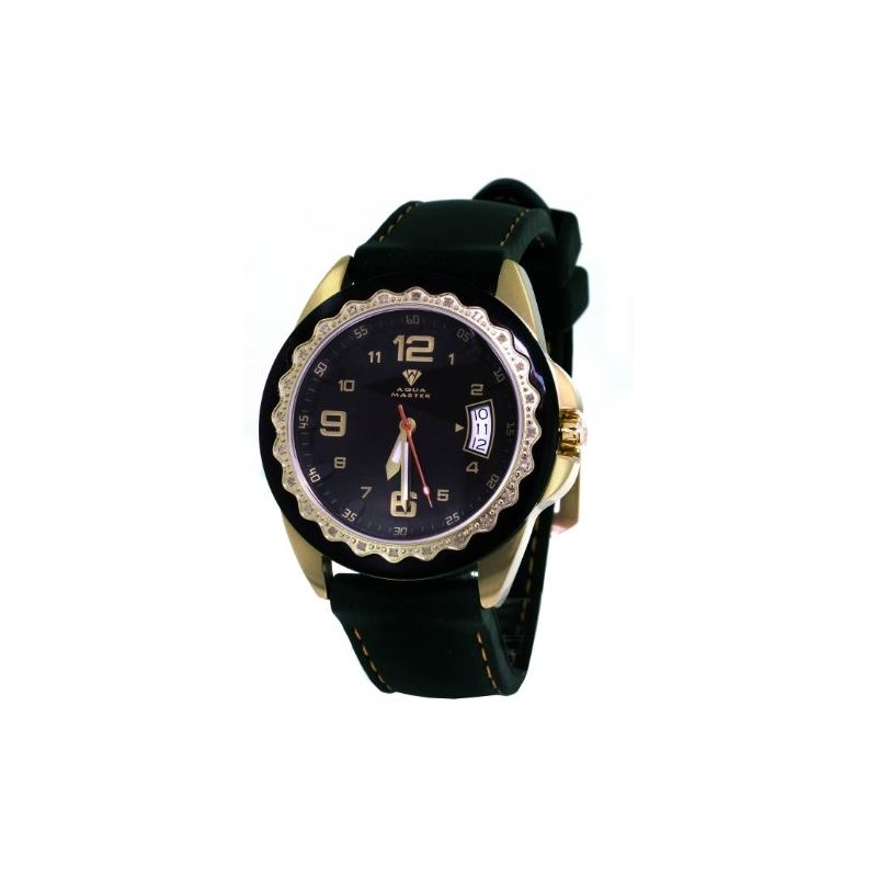 Unisex Black Dial Black/Gold Tone Case 0.24Ct Diam