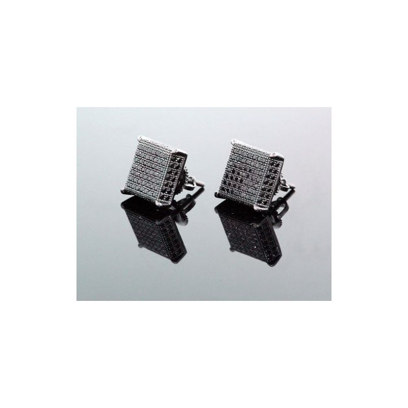 .925 Sterling Silver Black Square Black  58415 1