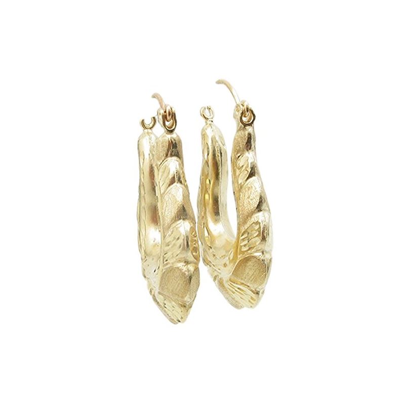 10k Yellow Gold earrings Fancy puff bamb 60594 1