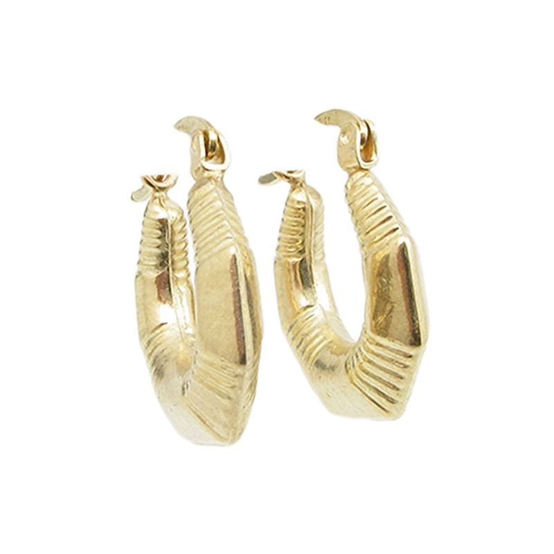 10k Yellow Gold earrings Fancy puff bamb 60690 1