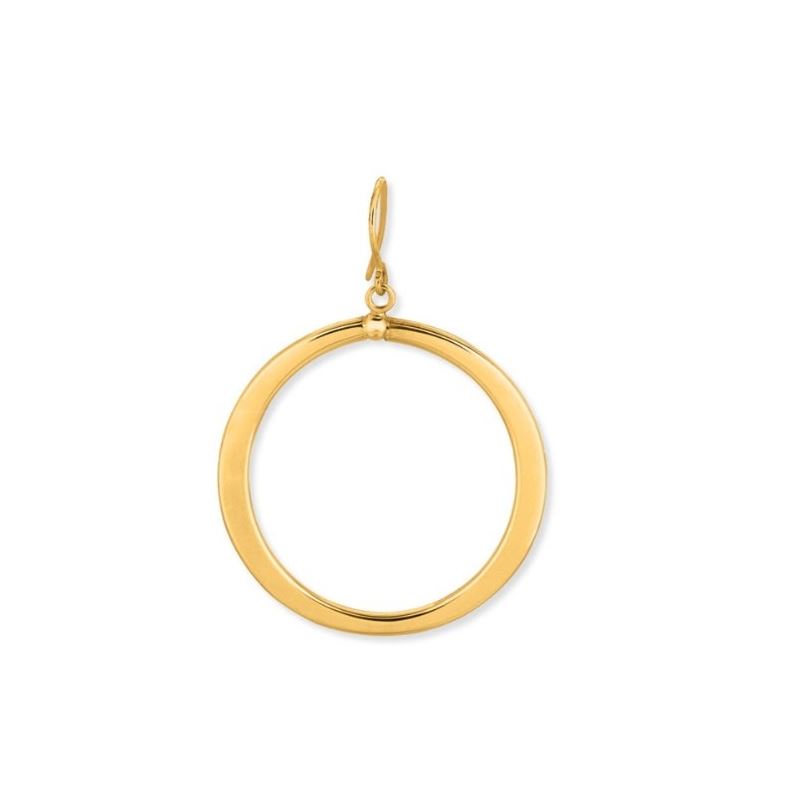 14K Yellow Gold Shiny Ring Freeform Drop Earring