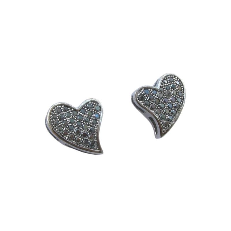 Womens .925 sterling silver Black heart  83278 1